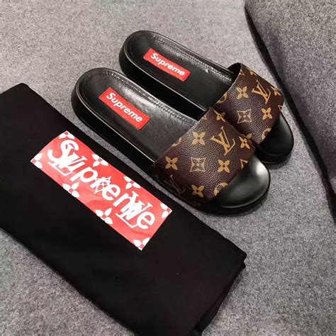 louis vuitton supreme flip flops price|Louis Vuitton monogram flip flops.